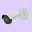AXIS P1455-LE is an outdoor-ready fixed bullet IP camera with Lightfinder and Forensic WDR. The camera is viewed from its left angle.